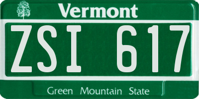 VT license plate ZSI617