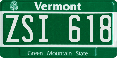 VT license plate ZSI618