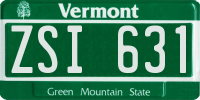 VT license plate ZSI631