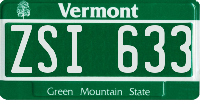 VT license plate ZSI633