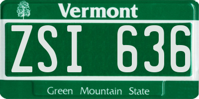 VT license plate ZSI636