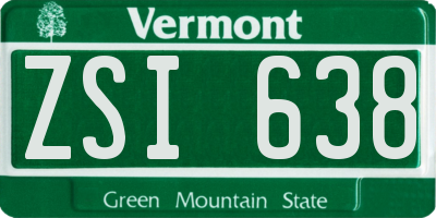 VT license plate ZSI638