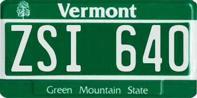 VT license plate ZSI640