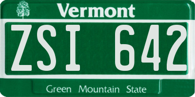 VT license plate ZSI642