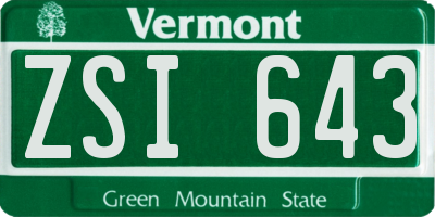 VT license plate ZSI643