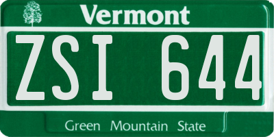VT license plate ZSI644