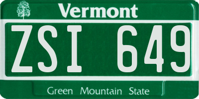VT license plate ZSI649