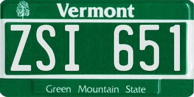VT license plate ZSI651