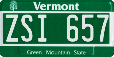 VT license plate ZSI657