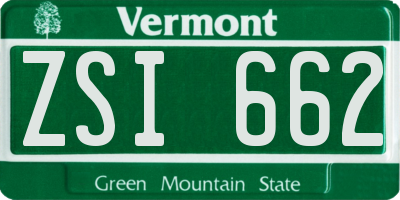 VT license plate ZSI662