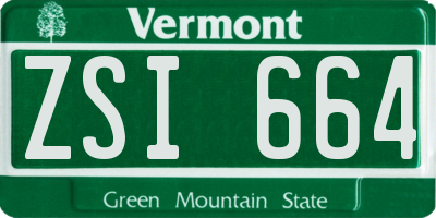 VT license plate ZSI664