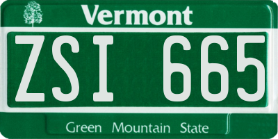 VT license plate ZSI665