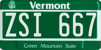VT license plate ZSI667