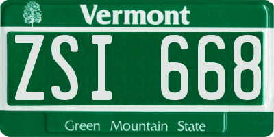 VT license plate ZSI668