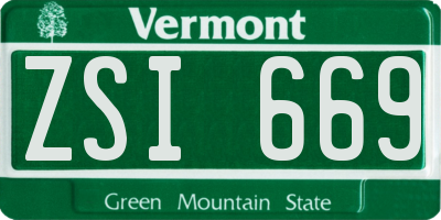 VT license plate ZSI669