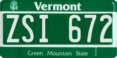 VT license plate ZSI672