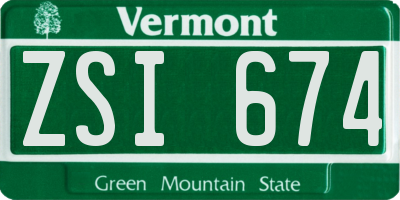 VT license plate ZSI674