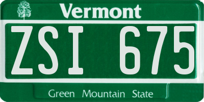 VT license plate ZSI675