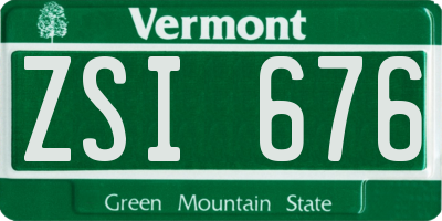 VT license plate ZSI676