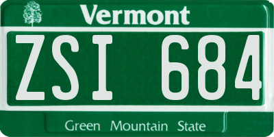 VT license plate ZSI684
