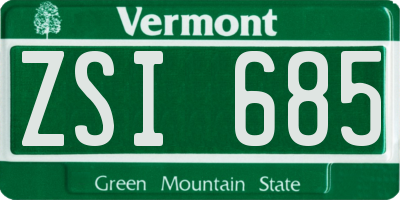 VT license plate ZSI685