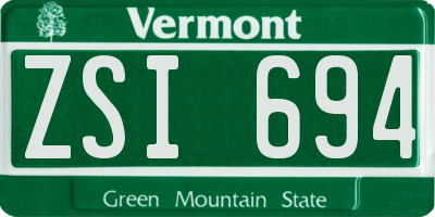 VT license plate ZSI694