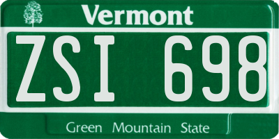 VT license plate ZSI698