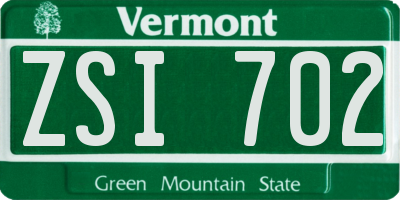 VT license plate ZSI702
