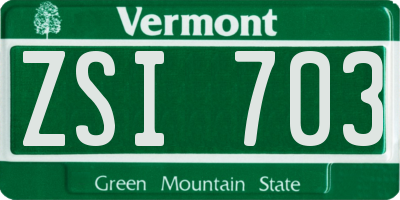 VT license plate ZSI703