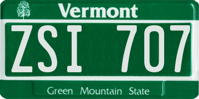 VT license plate ZSI707