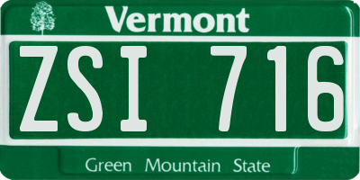 VT license plate ZSI716
