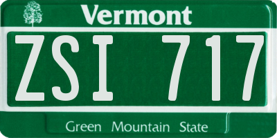 VT license plate ZSI717