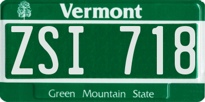 VT license plate ZSI718