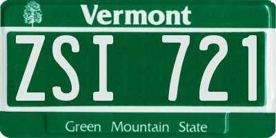 VT license plate ZSI721