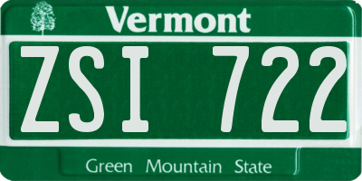 VT license plate ZSI722