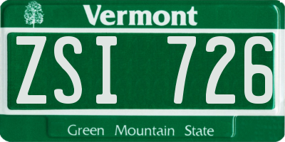 VT license plate ZSI726