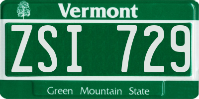 VT license plate ZSI729
