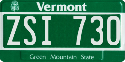 VT license plate ZSI730