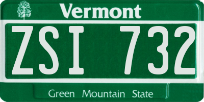 VT license plate ZSI732