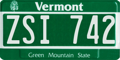 VT license plate ZSI742