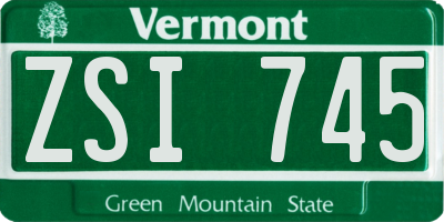VT license plate ZSI745