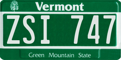 VT license plate ZSI747