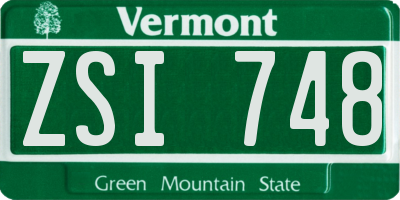 VT license plate ZSI748