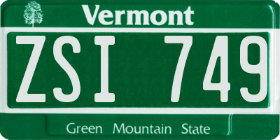 VT license plate ZSI749