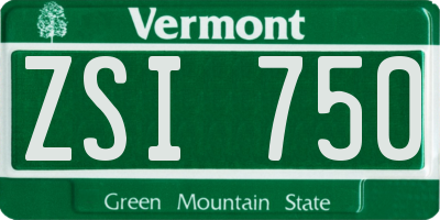 VT license plate ZSI750