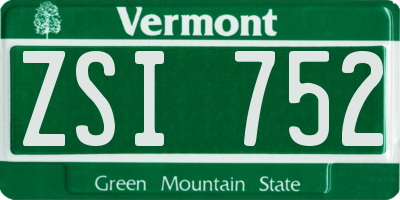 VT license plate ZSI752