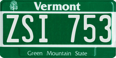 VT license plate ZSI753