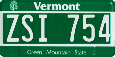 VT license plate ZSI754