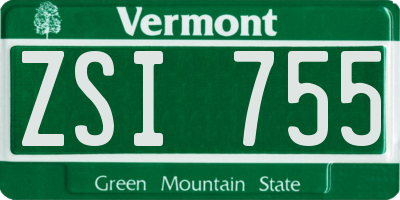 VT license plate ZSI755
