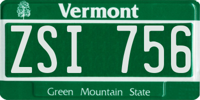 VT license plate ZSI756